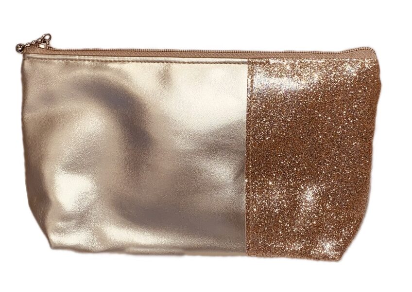 Gold cosmetic bag